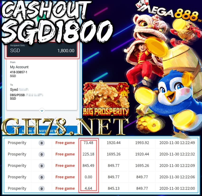 MEMBER PLAY MEGA888 CASHOUT SGD1800 !!!