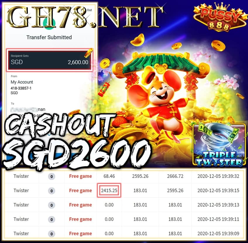 MEMBER PLAY PUSSY888 CASHOUT SGD2600 !!!