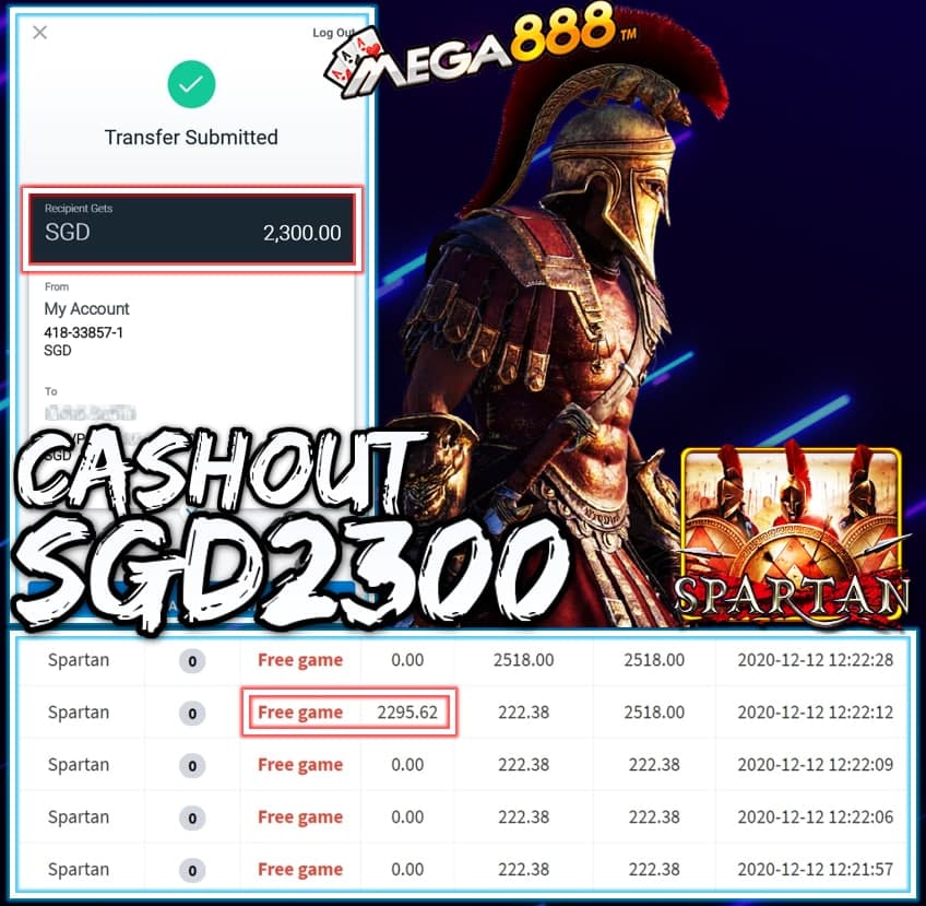 MEMBER PLAY MEGA888 CASHOUT SGD2300 !!!