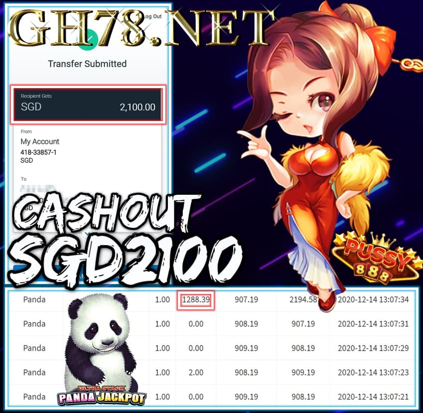 MEMBER PLAY PUSSY888 CASHOUT SGD2100 !!!