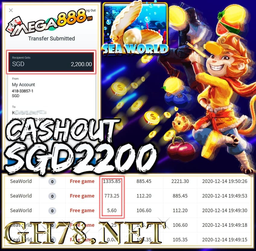 MEMBER PLAY MEGA888 CASHOUT SGD2200 !!!