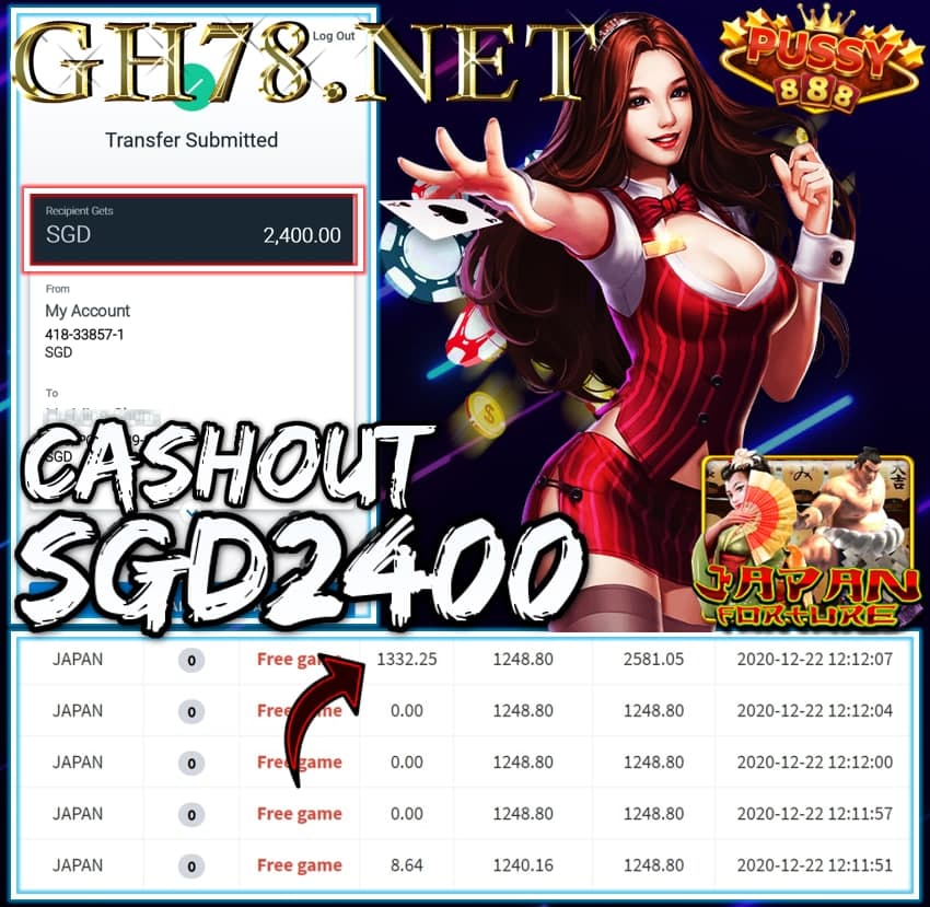 MEMBER PLAY PUSSY888 CASHOUT SGD2400 !!!