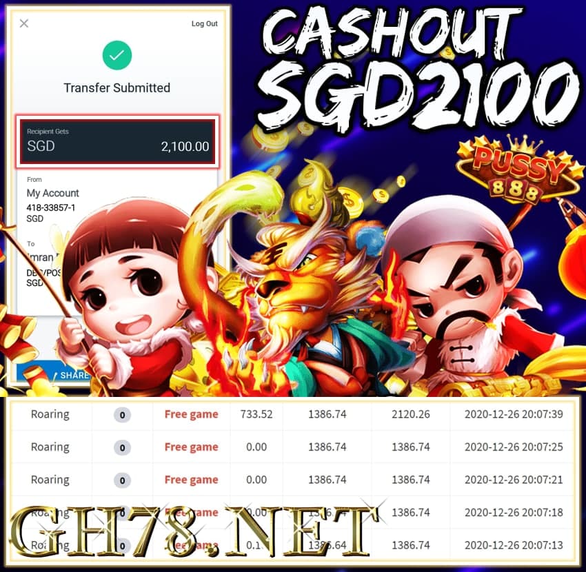 MEMBER PLAY PUSSY888 CASHOUT SGD2100 !!!