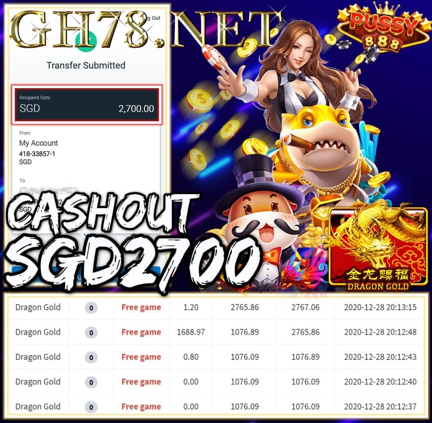 MEMBER PLAY PUSSY888 CASHOUT SGD2700 !!!