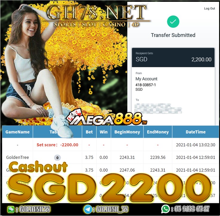 MEGA888 CASHOUT $S2200