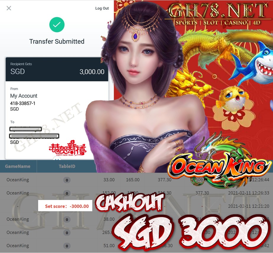 MEGA888 OCEAN KING CASHOUT $S3000