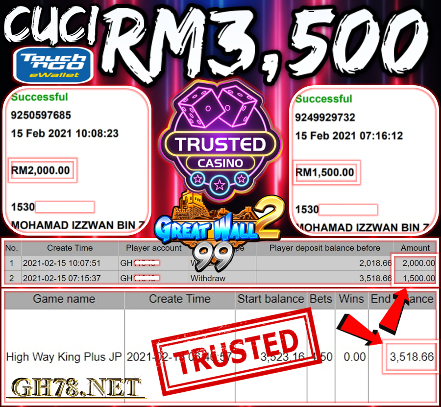 MEMBER MAIN GW99 CUCI RM3,500 !!!