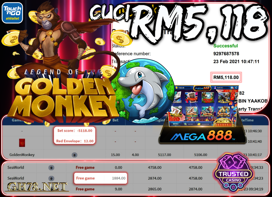 MEGA888 GOLDEN MONKEY CUCI RM5118