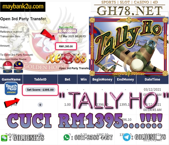 XE88 TALLY HO GAME CUCI RM1395 JOM JOIN SEKARANG KAT KOMPENI KAMI 