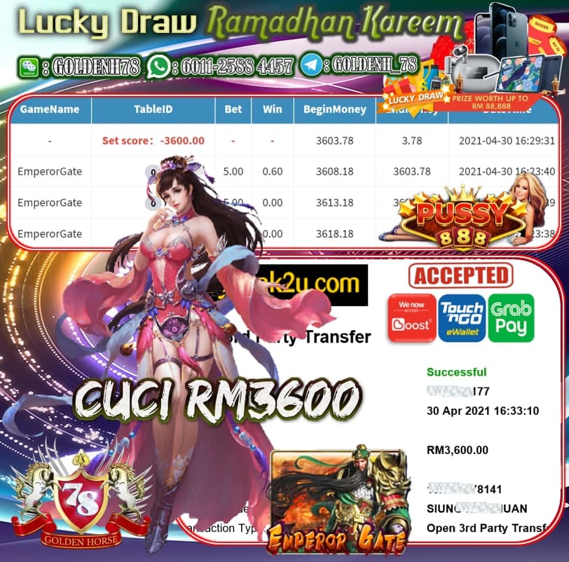 PUSSY888 EMPEROR GATE GAME CUCI RM3600