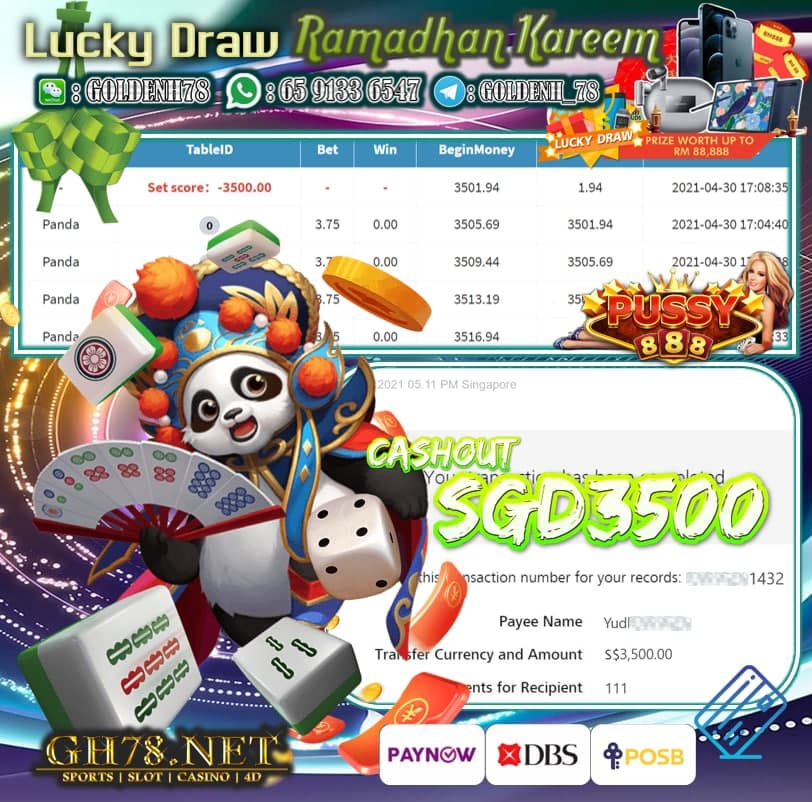 PUSSY888 PANDA GAME CASHOUT $S3500