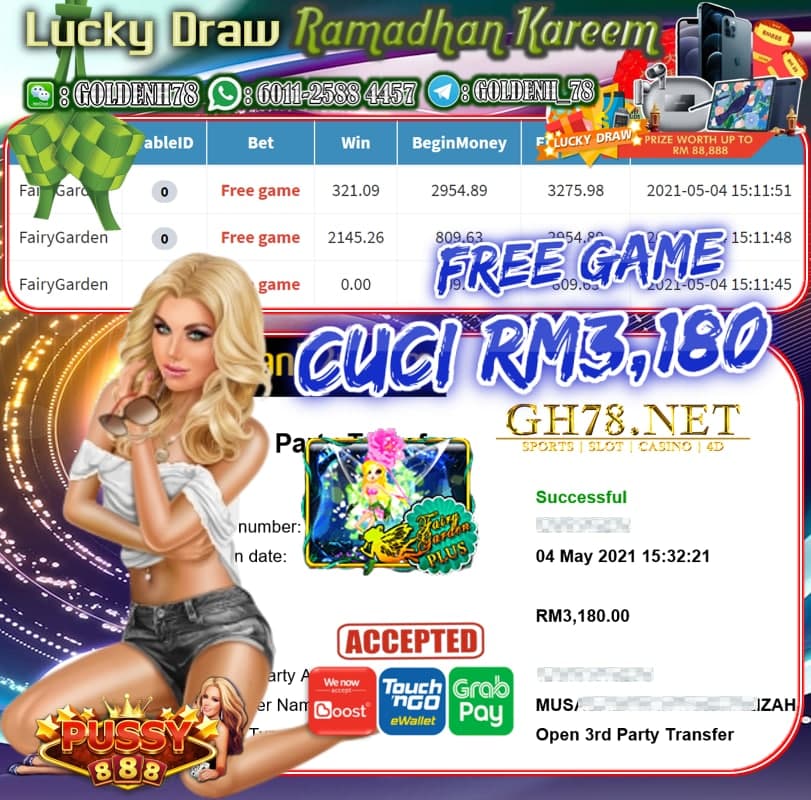 PUSSY888 FAIRY GARDEN GAME CASHOUT RM3180 JOIN NOW WITH US AT GH78.NET !!