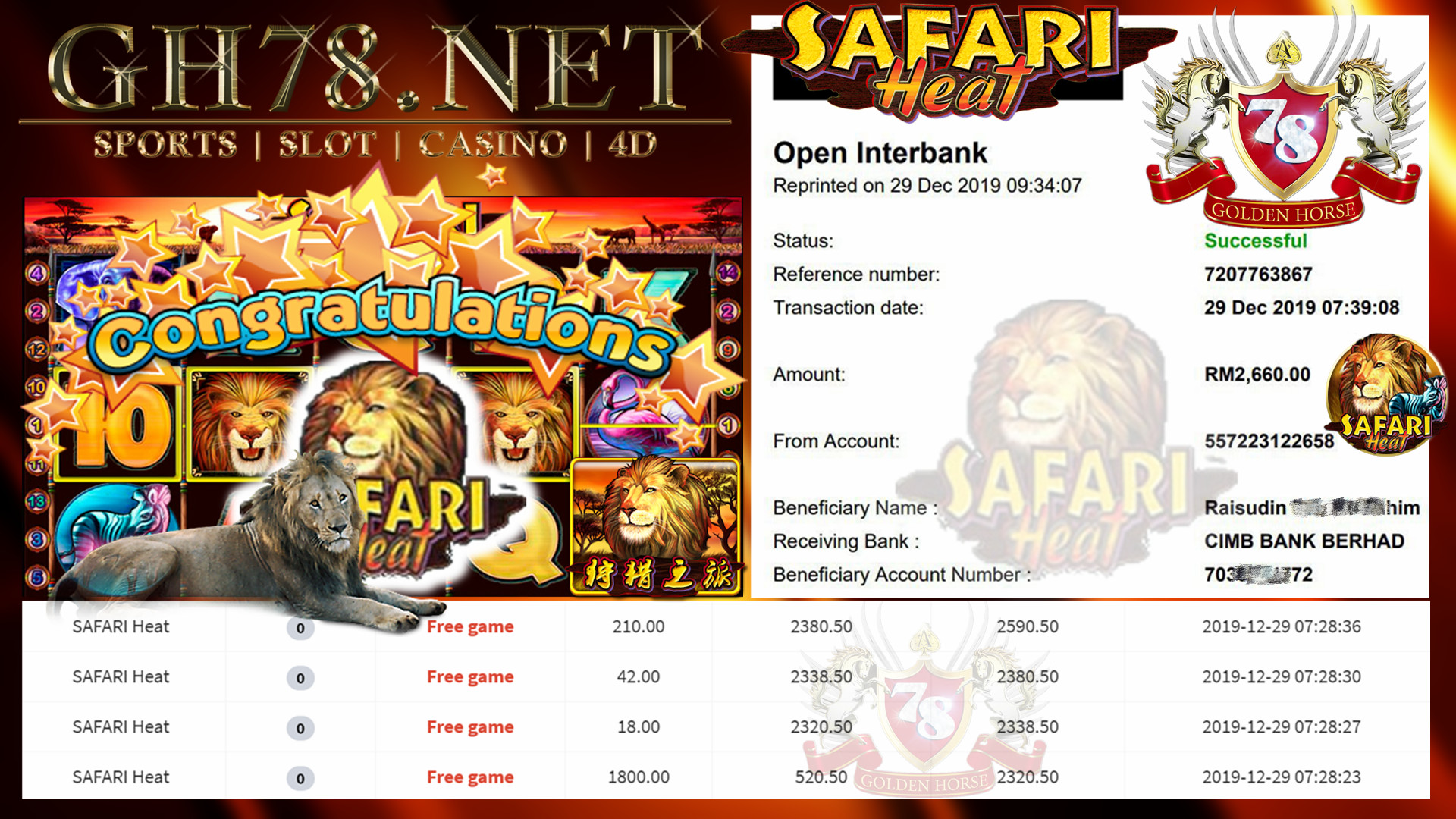 MEMBER MAIN 918KISS GAME SAFARI HEAT MINTA OUT RM2660!!!