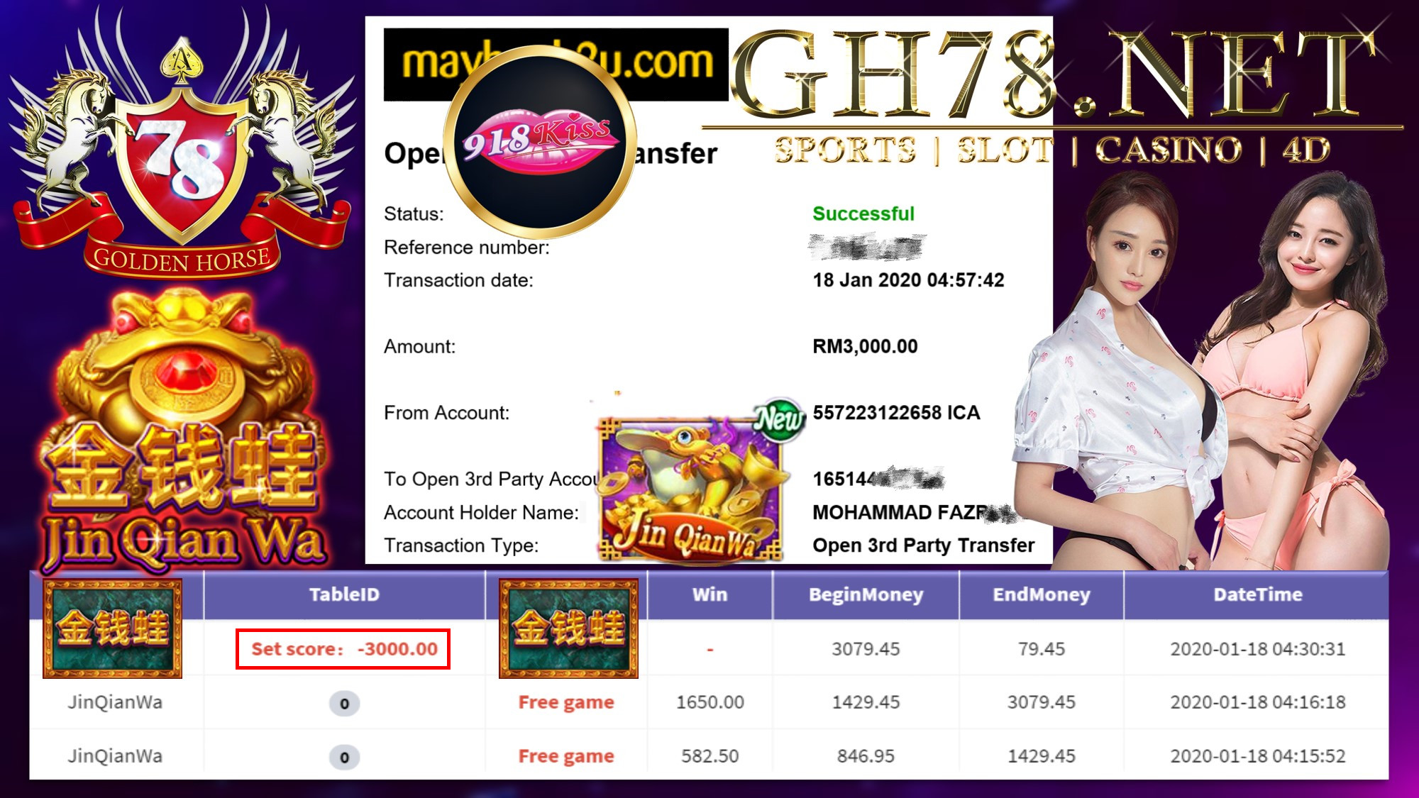 2020 NEW YEAR !!! MEMBER MAIN 918KISS FT.JINQIANWA WITHDRAW RM3000 !!!