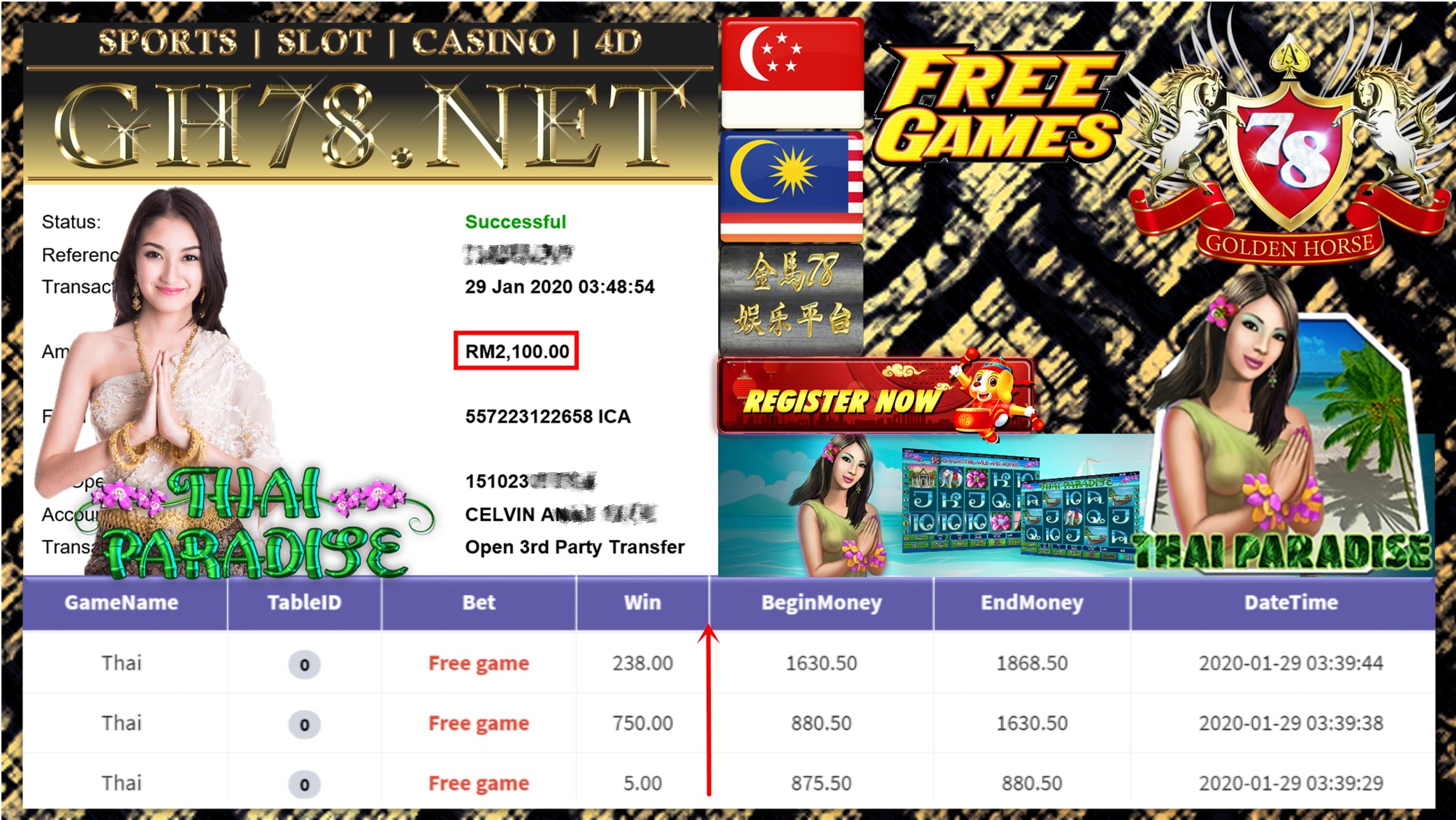 2020 NEW YEAR !!! MEMBER MAIN 918KISS, THAI ,WITHDRAW RM2100!!!!	