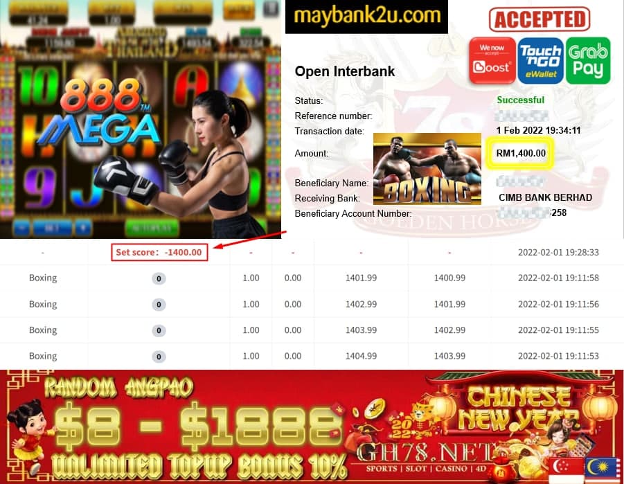 MEGA888 BOXING MEMBER CUCI 1400