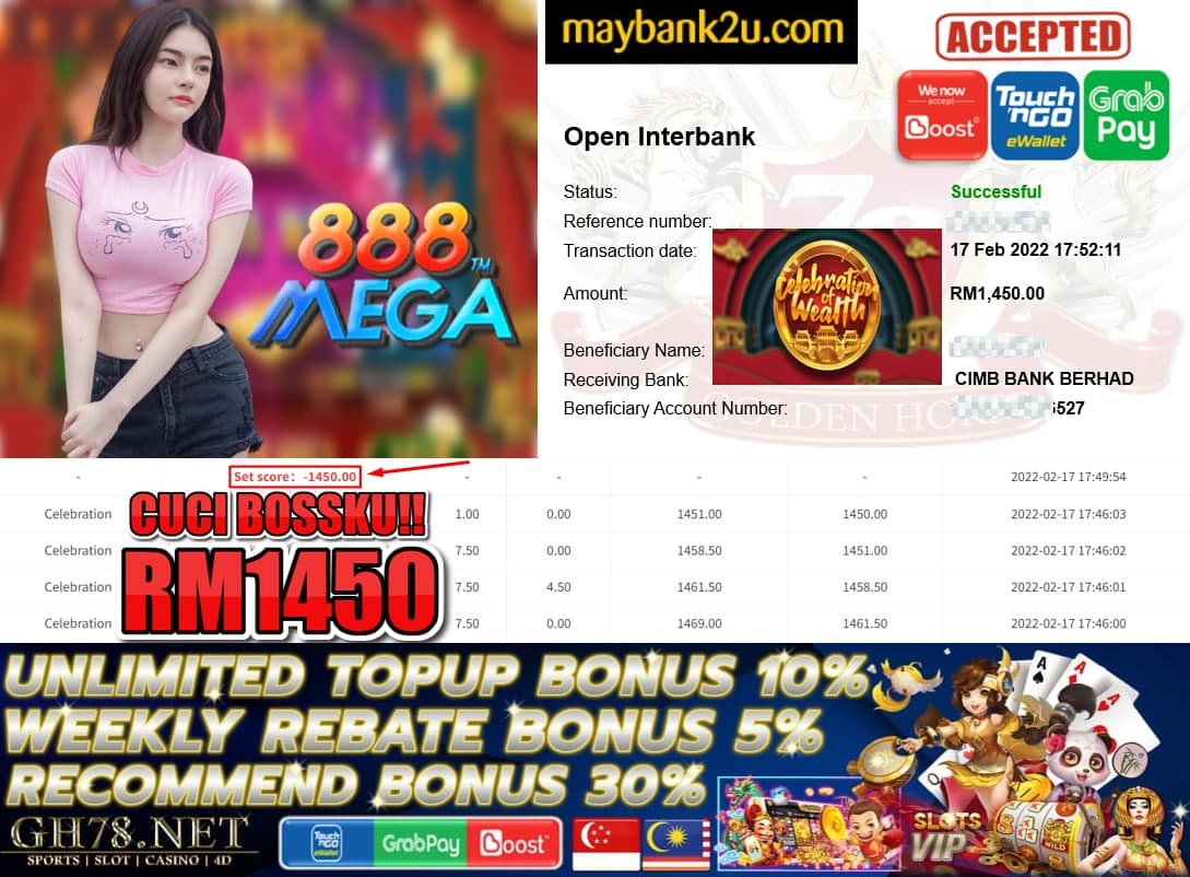 MEGA888 '' CELEBRATION '' CUCI RM1,450 ♥ 